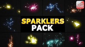 Animated Hand-Drawn Sparkler and Cartoon Elements Pack