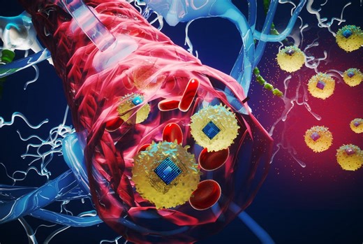 New therapeutic brain implants could defy the need for surgery: MIT researchers created microscopic wireless electronic devices that travel through blood and implant in target brain regions