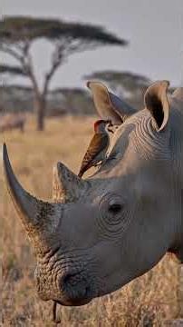 Incredible Symbiosis: Tiny Bird Cleans a Giant Rhino! #Shorts #wildlife #birds #oxpecker #animals