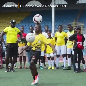 1.7K views · 52 reactions | Meet Eche Chinonso who now holds the Guinness World Record for the most consecutive soccer touches in one minute while balancing a ball on the head – a whopping 111. | Reuters UK | Facebook