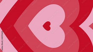 Red Hypnotic heart shaped tunnel. Rainbow retro wallpapper psychedelic 70's 4k seamless looped animated vertical vdo background. Stock Video