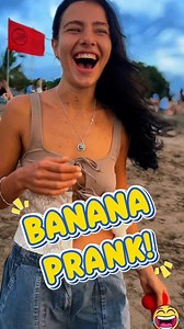 Banana prank with beautifull lady at the beach, she laugh so hard at the end 🤣🤣🍌🤣🍌🤣 #pranks #humor #funnymoments #funnyreels #lol | Yuliriyadi Kusuma Ssi