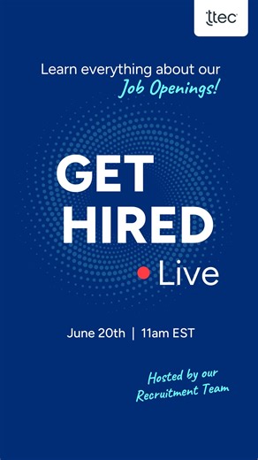 11 reactions · 15 shares |  Ready to elevate your career game? Don't miss our virtual event on June 20th at 11 am EST!  Get exclusive job insights, understand our selection process, explore perks, and learn more about TTEC. Be there to seize the opportunity!  #GetHiredLive | ttec USA | Facebook
