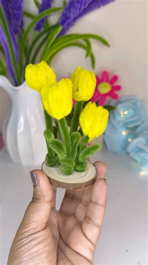 Cute Mini Tulip Flower 🌷 #tulip #pipecleanerflower