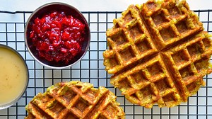 18K views · 151 reactions | Leftover Stuffing Waffles! Top these hot and crispy waffles with cranberry sauce, gravy or a scoop of mashed potatoes.  RECIPE: https://www.justataste.com/thanksgiving-leftover-stuffing-waffles-recipe/ | Just a Taste | Facebook