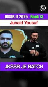 JKSSB JE Topper Strategy 🔥 | Junaid Yousuf - Rank 13 | #shorts #pw #engineerswallah
