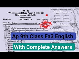 9th class English Fa-3 new pattern question paper 2025|💯Ap 9th self assessment 3 English model paper