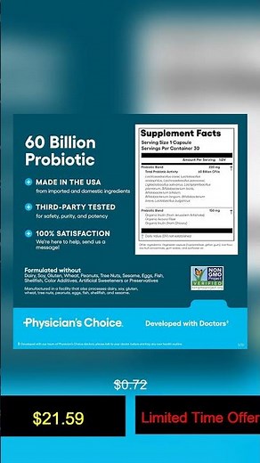 Physician's Choice Probiotics 60 Billion CFU - 10 Strains + Organic Prebiotics - Immune, Digest