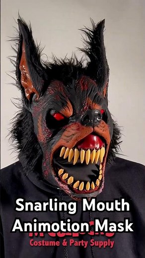 This scary wolf halloween mask has an awesome animotion feature. #costume #costumes #shortsvideo