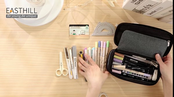 EASTHILL Big Capacity Pencil Pen Case Office College School Large Storage High Capacity Bag Pouch Holder Box Organizer (Deep Gray)