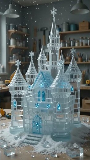 ✨ This Tiny Ice Castle Lights Up Like Magic! ❄️ | Miniature DIY Construction Timelapse