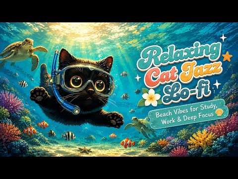 Black Cat Coast - Chill Cat Jazz & Lofi Beats ~ Relaxing Underwater Ocean Vibes for Study