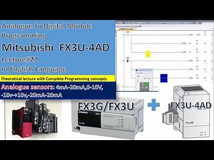 22-Mitsubishi PLC Analog to Digital Module FX3U-4AD programming in English| 4mA to 20mA| 0-10V