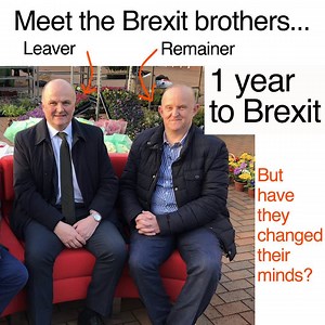 Meet the Brexit Brothers... Nigel and Ian voted Leave and Remain respectively...but now with a year to go until we leave the EU have either of them changed their minds? | BBC Breakfast