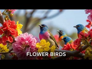 So Beautiful! Colorful Birds Playing in Flowers 🌸🐦 (4K Nature) | Sky Birds Relax