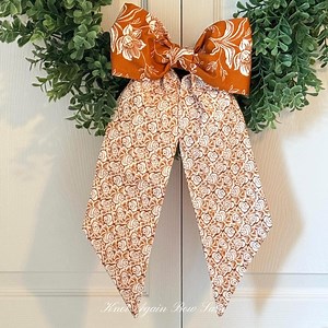 Reversible Fall Wreath Sash Bow: Rustic Autumn Floral Decor - Etsy