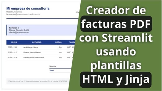Streamlit para Freelancers: Genera Facturas PDF en Segundos con Python, Jinja2 y pyhtml2pdf | Germán Andrés Castaño Vásquez