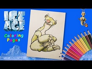 Ice Age Coloring book. Coloring Sid from Ice Age cartoon. How to draw a sloth.