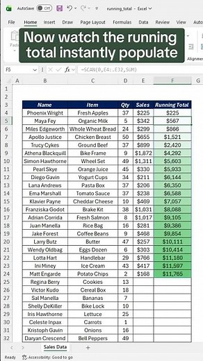 How to automatically calculate running totals using the SCAN function. 🤯
