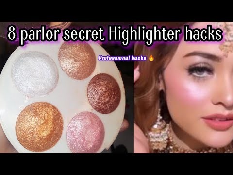 8 parlor secret Highlighter hacks| Highlighter hacks makeup| Highlighter lagane ka tarika