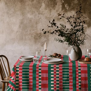 Red Green Pink Checkered Tablecloth –modern Geometric Christmas Plaid Table Cover, Birthday Party Dining Decor, Colorful Kitchen Table Linen - Etsy