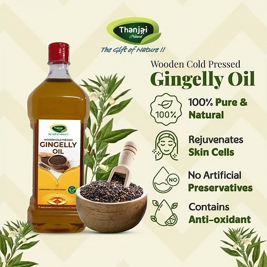 Thanjai Natural Gingelly Oil / Sesame Oil Unrefined Wooden Cold Pressed for Cooking