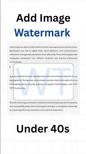 How To Add Watermark in MS Word | Under 30 sec #shorts