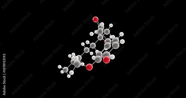 Gingerol molecule, rotating 3D model of ginger, looped video on a black background