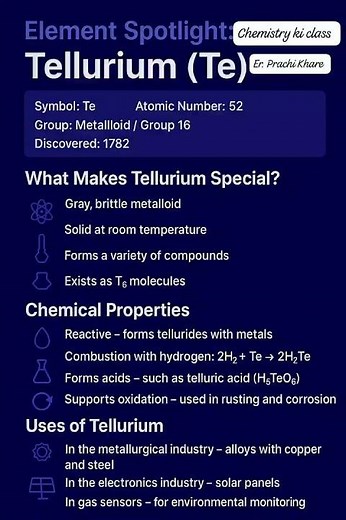 Element Spotlight: Tellurium (Te)|Metalloid Properties & Uses|Chemistry Ki Class by Er. Prachi Khare
