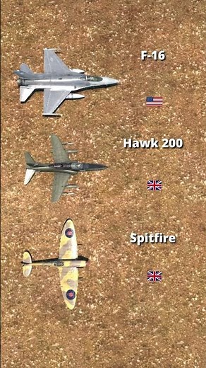 Hawk 200 - F 16 - Spitfire side by side comparison