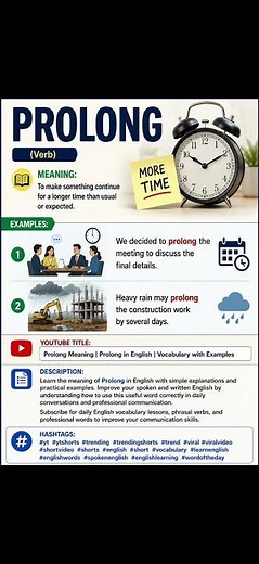 Prolong Meaning in English | Prolong vs Extend | Business Vocabulary with Examples #shorts
