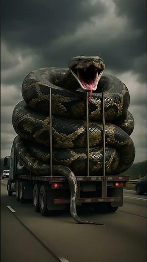 Python Horror: Selfie with Death as 15-Foot Serpent Breaks Free on Screaming Truck! #python #attack