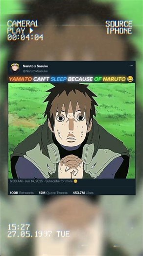 Yamato can't sleep because of Naruto 😂#naruto #anime