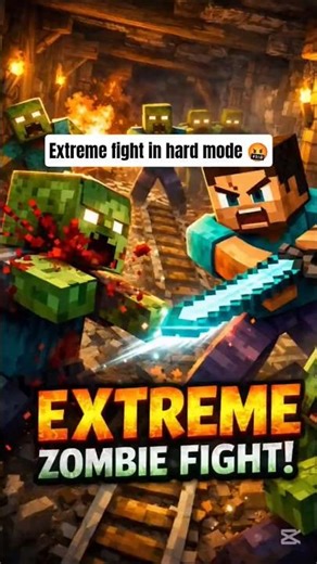 Minecraft extreme fight with zombies in Hard mode ‪@minecraft‬