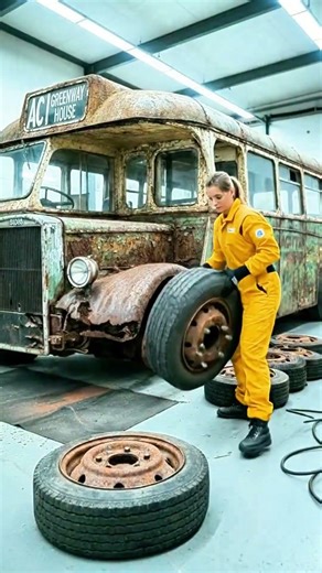 ASMR Bus Restoration 1965 British Leyland Heritage Coach From Heavy Rust to Showroom Orange Finish