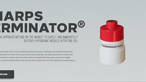 Device destroys used hypodermic needles within seconds