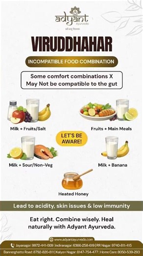 🌿Viruddhahar (Incompatible Food Combinations #Viruddhahar #AyurvedaDiet #GutHealthAyurveda #shorts