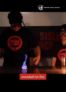 Flaming Snowball demonstration Watch this interesting flaming snowball video created by Sisler Science Squad! When the teacher, Bridget Sankovic touches the flame, it is shocking, but the science behind it is super cool! This snowball is actually made from a special mix of calcium acetate and ethanol. The ethanol burns with a cool blue flame, and the calcium acetate acts like a flame retardant, making it safe to hold for a short time (with adult supervision, of course!). Voiceover: Ojasvi Bhardw