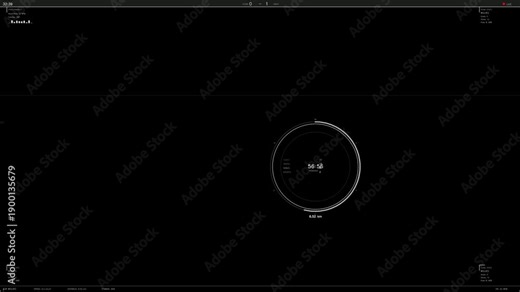 Hud animation showing detailed interface elements and time display in a simple layout for a digital experience
