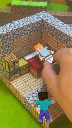 Minecraft House with Magnetic Blocks!🧲 #magneticblocks #minecraft #handmade #minecraftbuilding