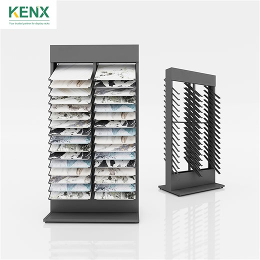 Multi-layer Marble Tile Flooring Display Rack with Metal Frame