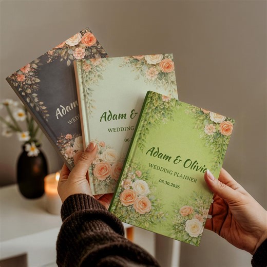 Personalized Wedding Planner Book, Custom Names & Date Journal, Floral Hardcover Wedding Notebook, Engagement Gift, Wedding Keepsake - Etsy