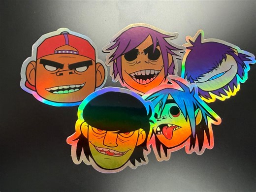 Custom Gorillaz 5-piece Holographic Sticker Set - Glossy, Water-resistant, Vibrant Fan Art - Etsy