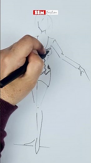 Draw Yellow Dress Fashion Sketch in 13 Sec! 🎨✏️ | SSM Fashion #shorts
