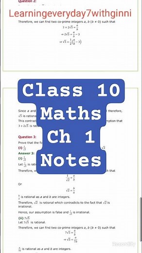 📘Class 10 Maths Chapter 1: Real Numbers Full Notes 📚 | NCERT | Board Exam 2027 #class10maths #Shorts