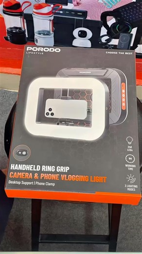 This item is a Porodo Lifestyle Handheld Ring Grip Camera & Phone Vlogging Light. #জাওয়ালি_টেলিকম