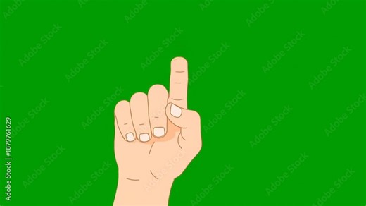 Hand Pointer Click Tap Gesture Loop Animation on Green Screen, Cursor Touch UI Concept