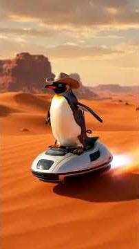 🤠🐧 Saddle up for the most unexpected sunrise ride in the galaxy! #AIart #Animation #SciFi #ai #anime