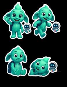 Lumo & Bitty Sticker Pack: Alien and Robot PNG (digital Download) - Etsy