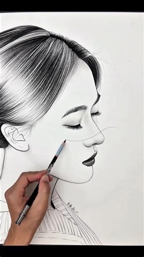 Girl Sketch with Pencil Beautiful Sketch Drawing✨ #drawing #sketch #shortvideo